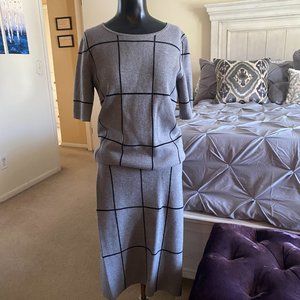 Banana Republic Grey and Black Windowpane Sweater/Skirt set (size M)